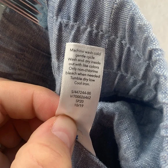 Athleta Cabo Linen Wide Leg Pant Size 4P Petite Blue Zipper Pockets Drawstring - Picture 8 of 8